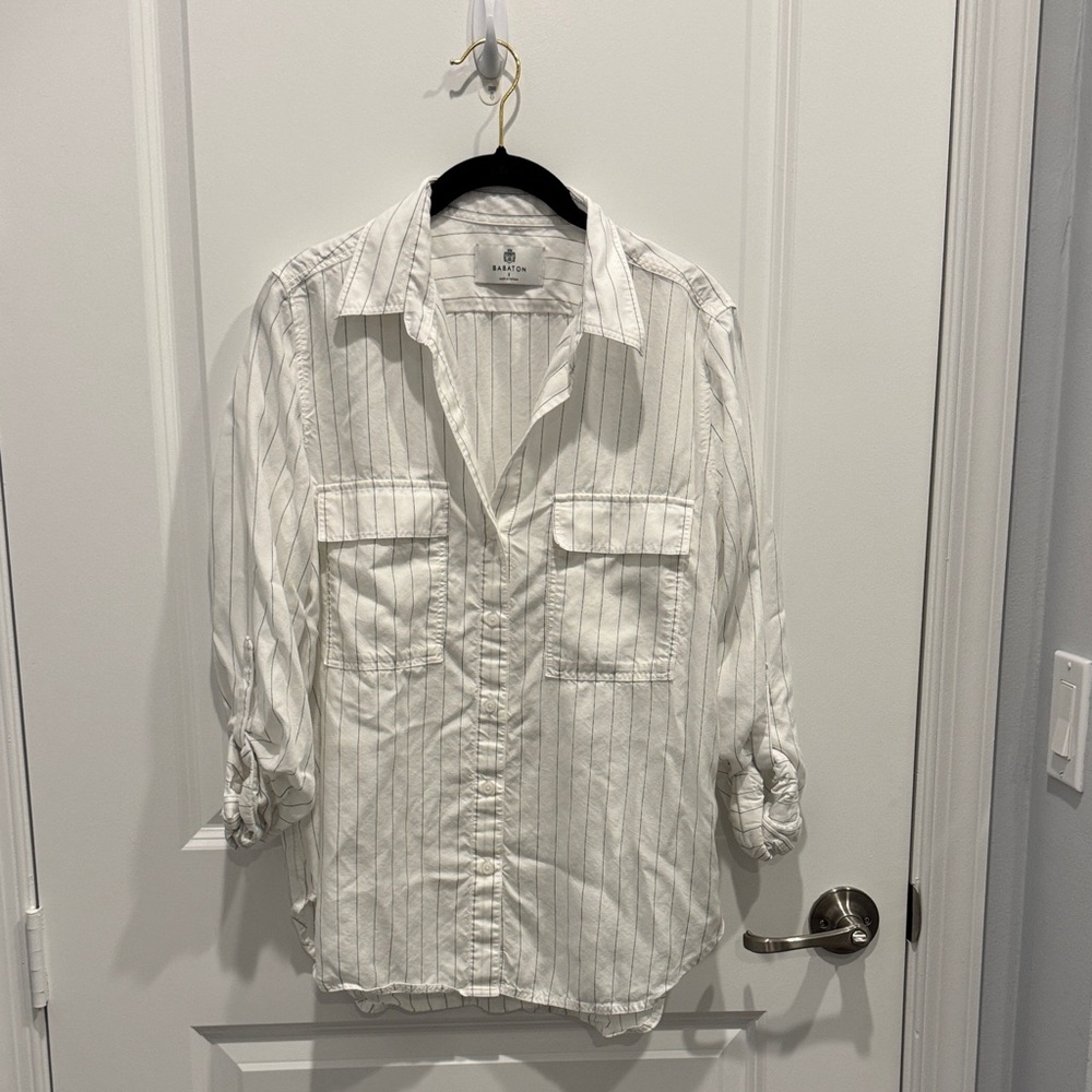 Babaton Cream and Black Striped Shirt